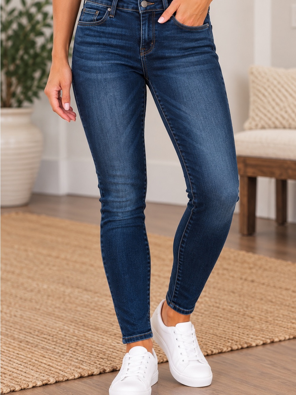 J Brand Dark Blue High-Rise Skinny Jeans